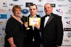 Noah Herniman, Young Fundraiser, with his mum Shelley and his dad Nigel