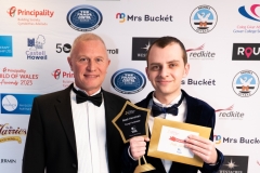 Noah Herniman, Young Fundraiser, with Huw  Davies from award sponsor Castell Howell