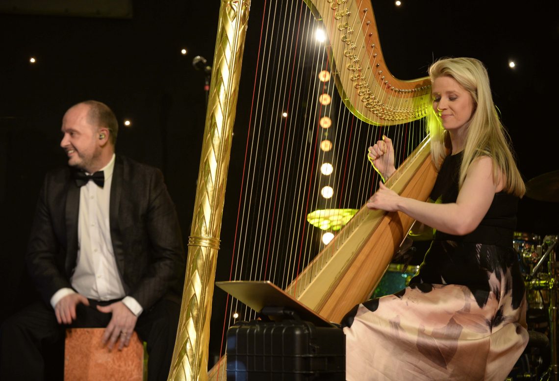 Royal Harpist, Claire Jones, with Chris Marshall